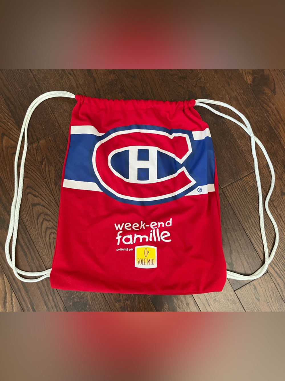 Solemio Red Drawstring Backpack with Canadian Habs Logo